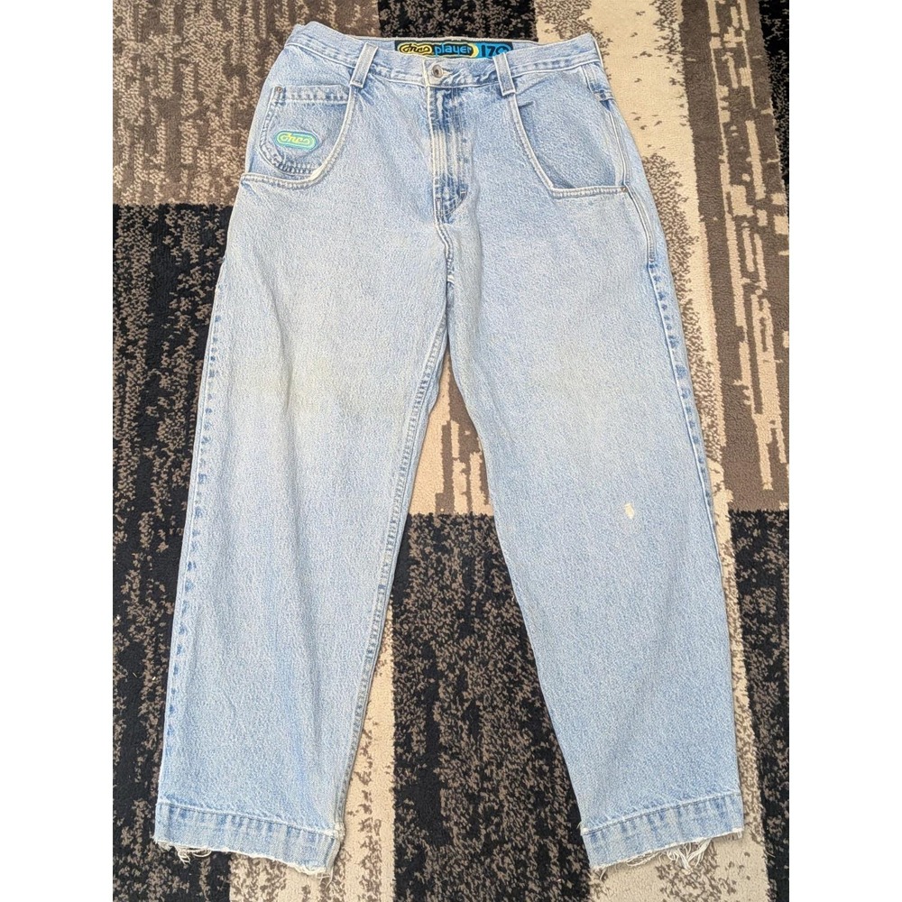 Vintage 90s JNCO Player 170 Jeans USA 33x30 Fit 32x28 Baggy Wide Leg Distressed